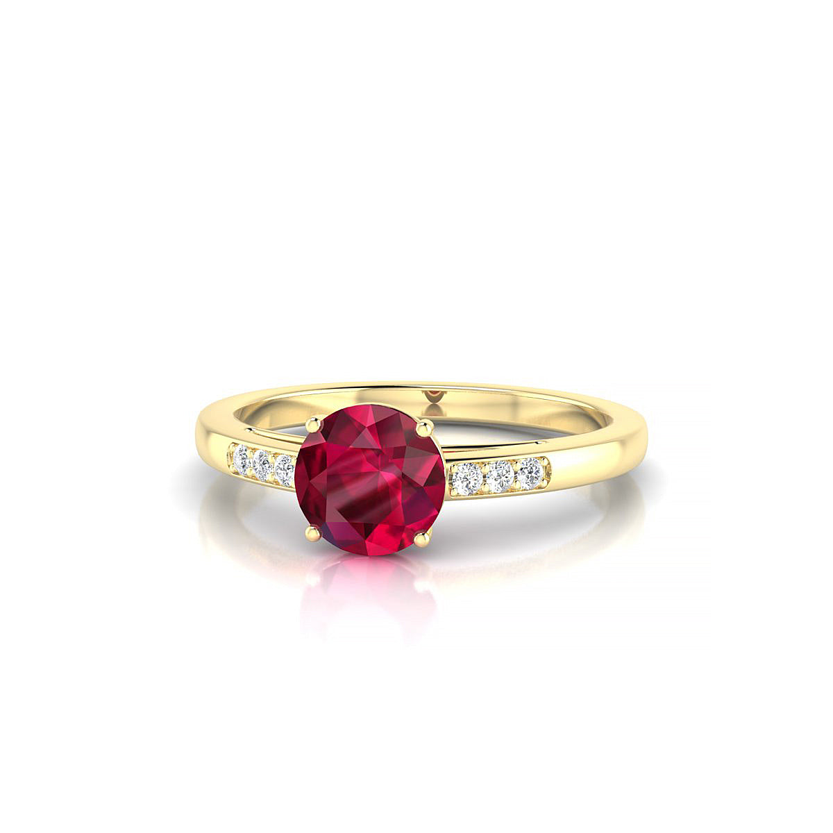 Exquisite | 18k Yellow Gold 6 mm Round Ruby Ring