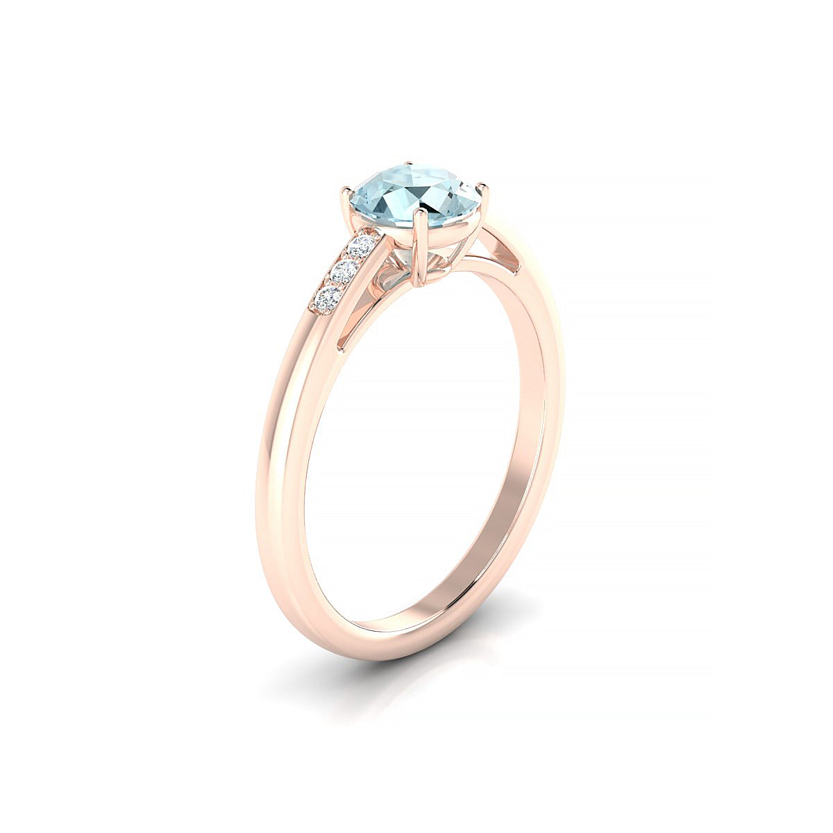 Exquisite | 18k Rose Gold 6 mm Round Aquamarine Ring