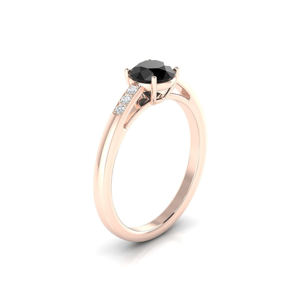 Exquisite | 18k Rose Gold 6 mm Round Black Diamond Ring