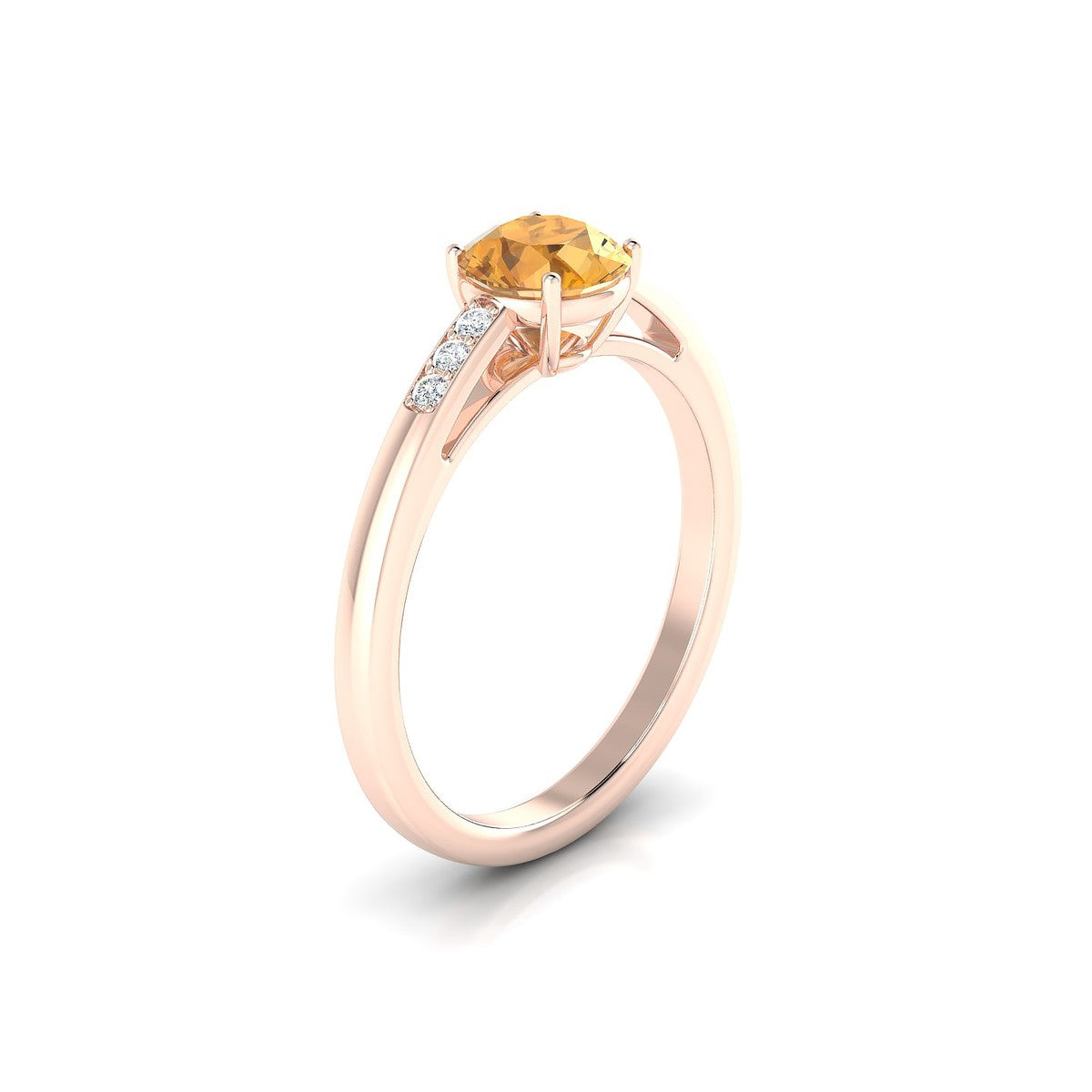 Exquisite | 18k Rose Gold 6 mm Round Citrine Ring