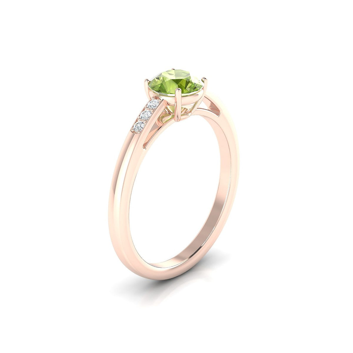 Exquisite | 18k Rose Gold 6 mm Round Peridot Ring