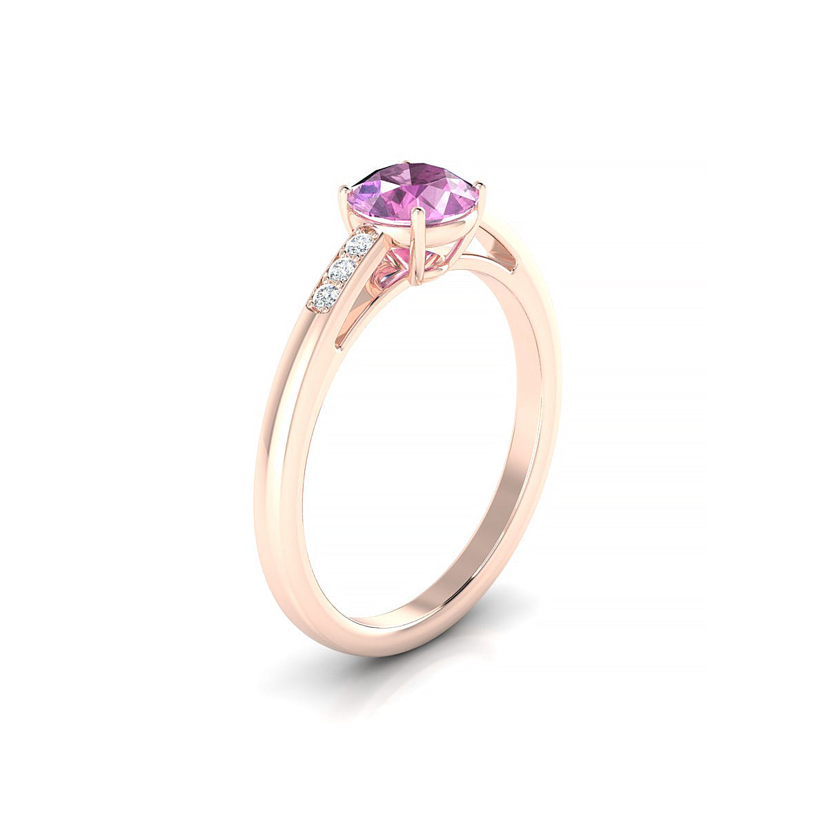 Exquisite | 18k Rose Gold 6 mm Round Pink Sapphire Ring