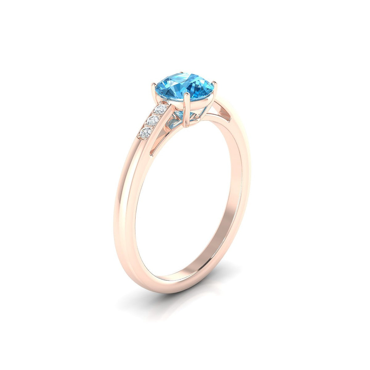Exquisite | 18k Rose Gold 6 mm Round Topaz Ring