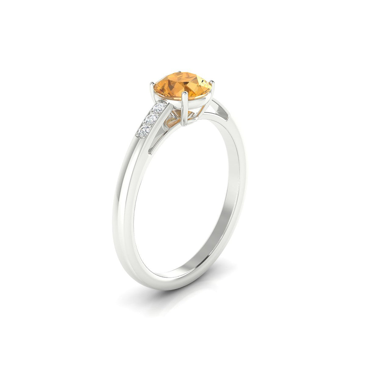 Exquisite | 18k White Gold 6 mm Round Citrine Ring