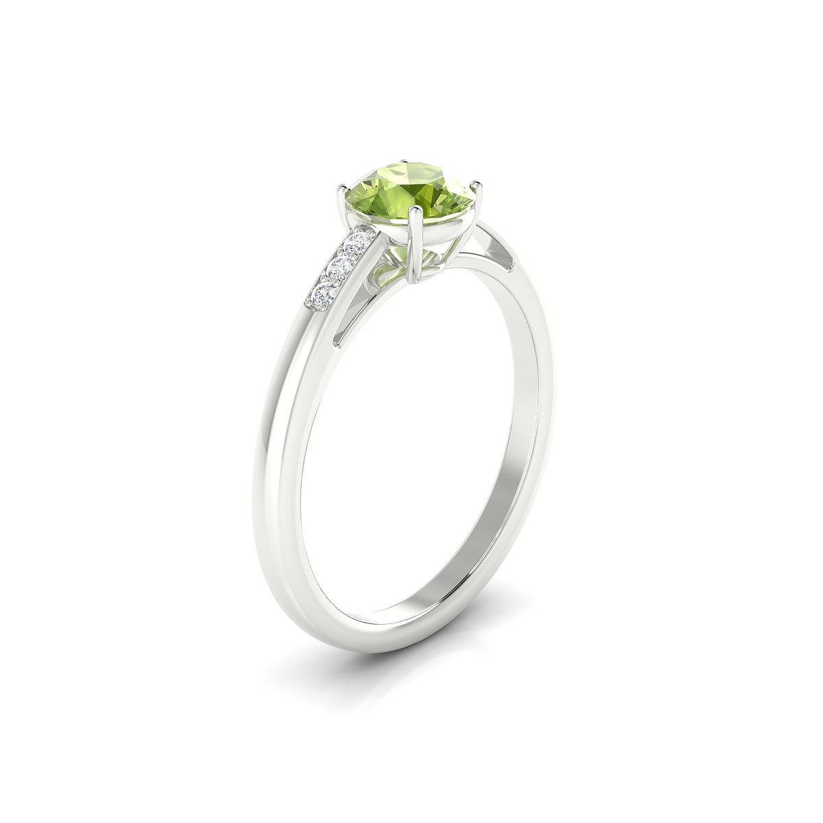 Exquisite | 18k White Gold 6 mm Round Peridot Ring