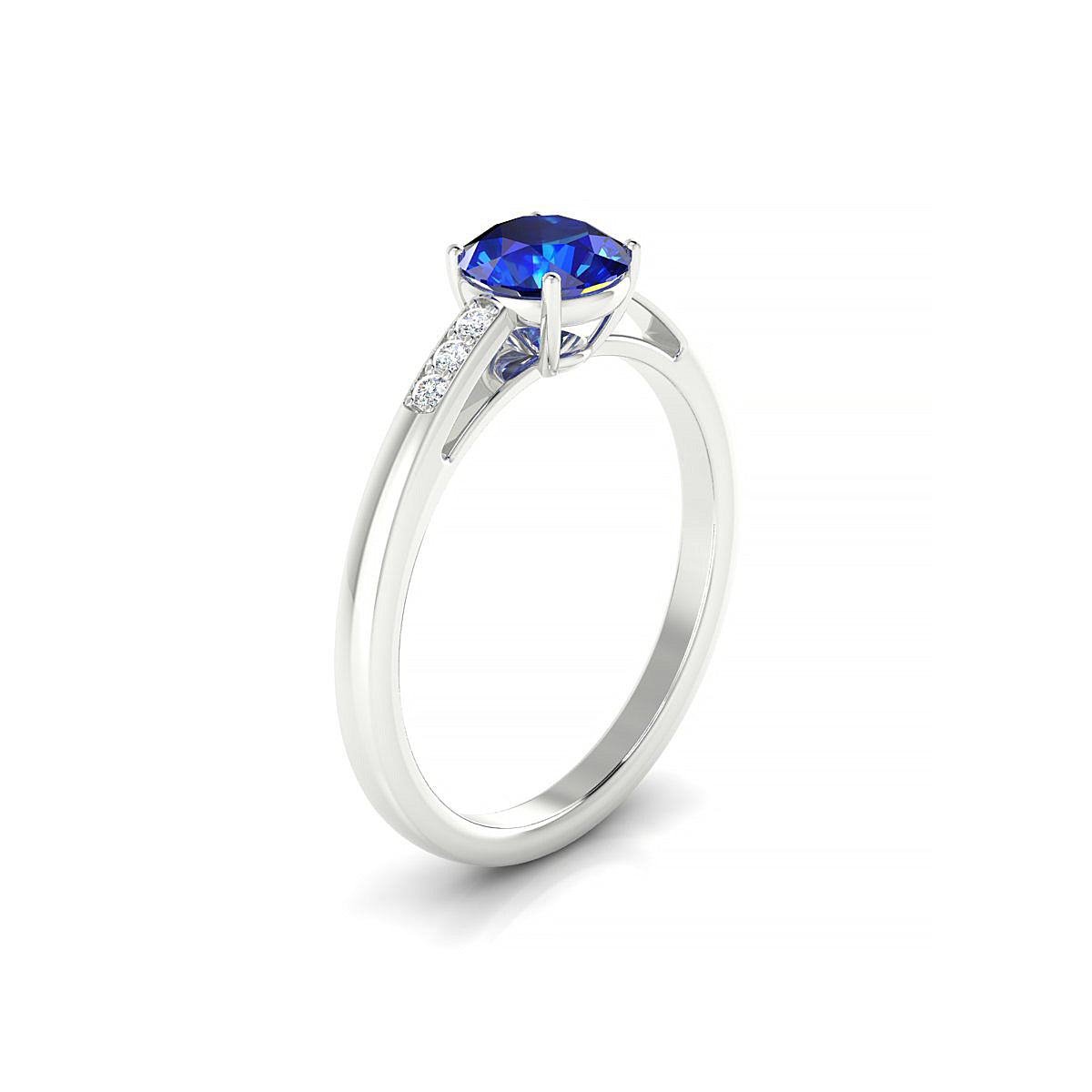 Exquisite | 18k White Gold 6 mm Round Sapphire Ring