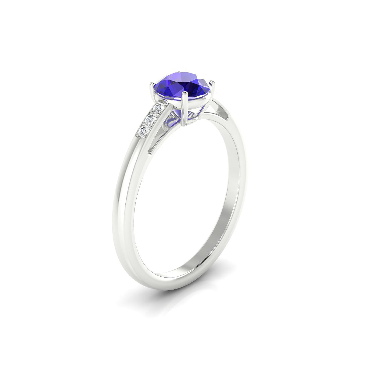 Exquisite | 18k White Gold 6 mm Round Tanzanite Ring