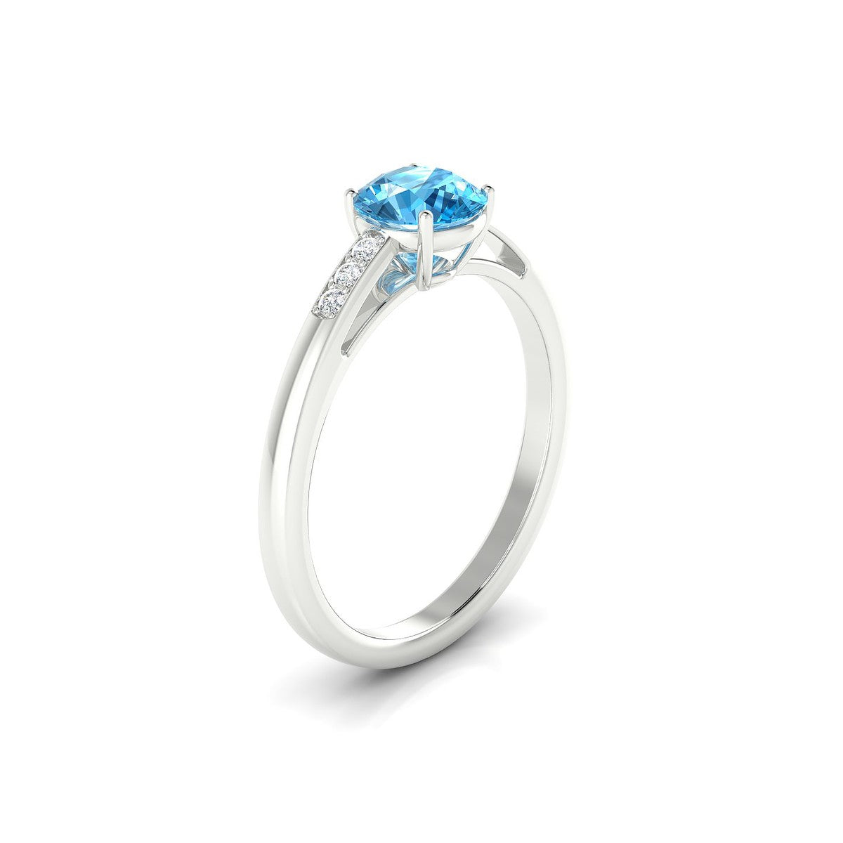 Exquisite | 18k White Gold 6 mm Round Topaz Ring