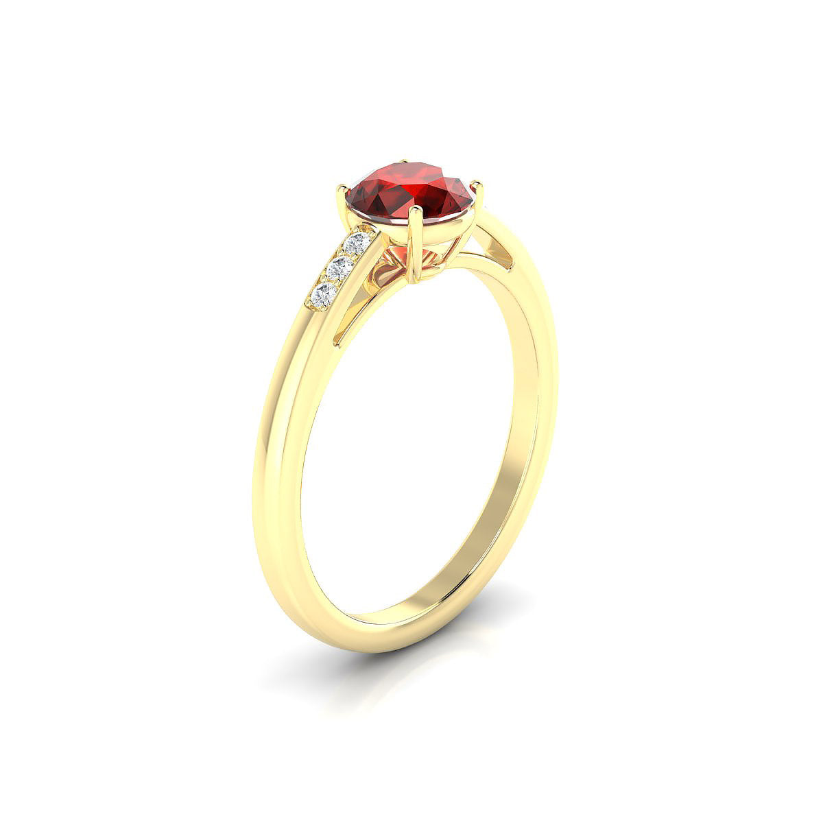 Exquisite | 18k Yellow Gold 6 mm Round Garnet Ring