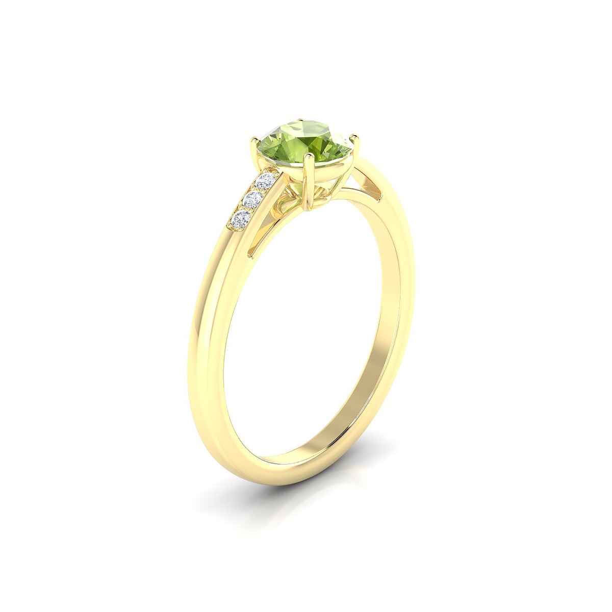 Exquisite | 18k Yellow Gold 6 mm Round Peridot Ring