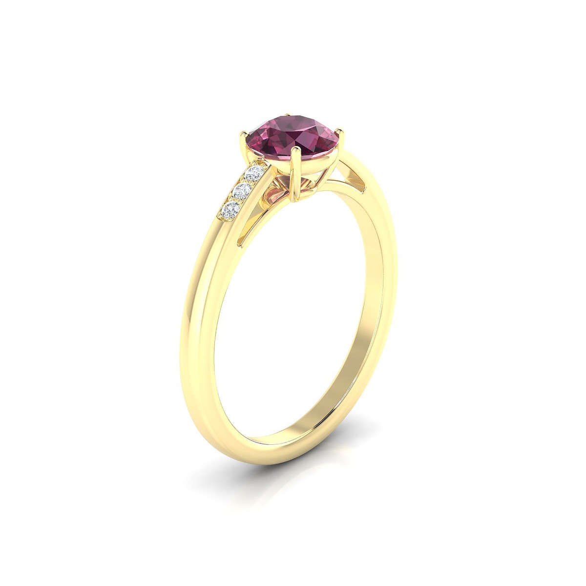 Exquisite | 18k Yellow Gold 6 mm Round Rhodolite Ring