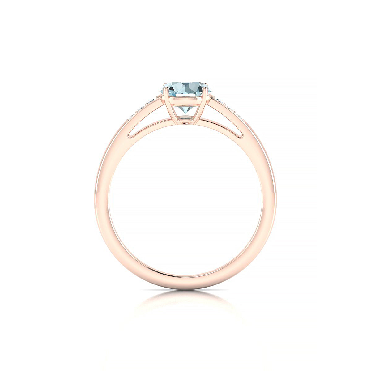 Exquisite | 18k Rose Gold 6 mm Round Aquamarine Ring