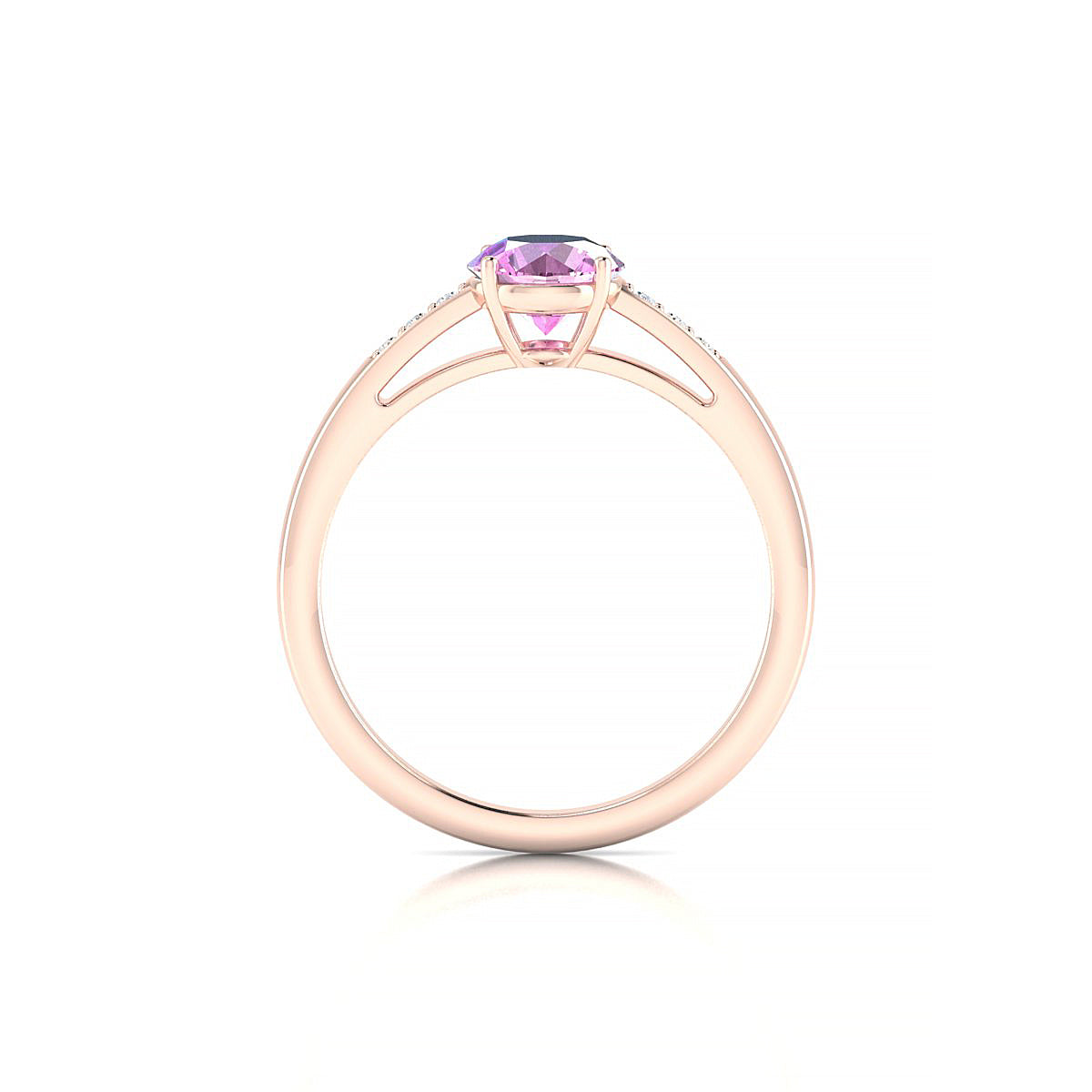 Exquisite | 18k Rose Gold 6 mm Round Pink Sapphire Ring