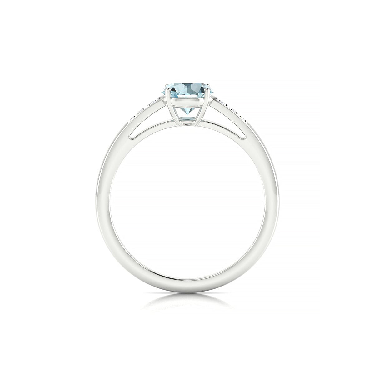 Exquisite | 18k White Gold 6 mm Round Aquamarine Ring