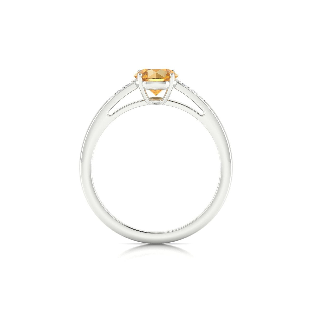 Exquisite | 18k White Gold 6 mm Round Citrine Ring