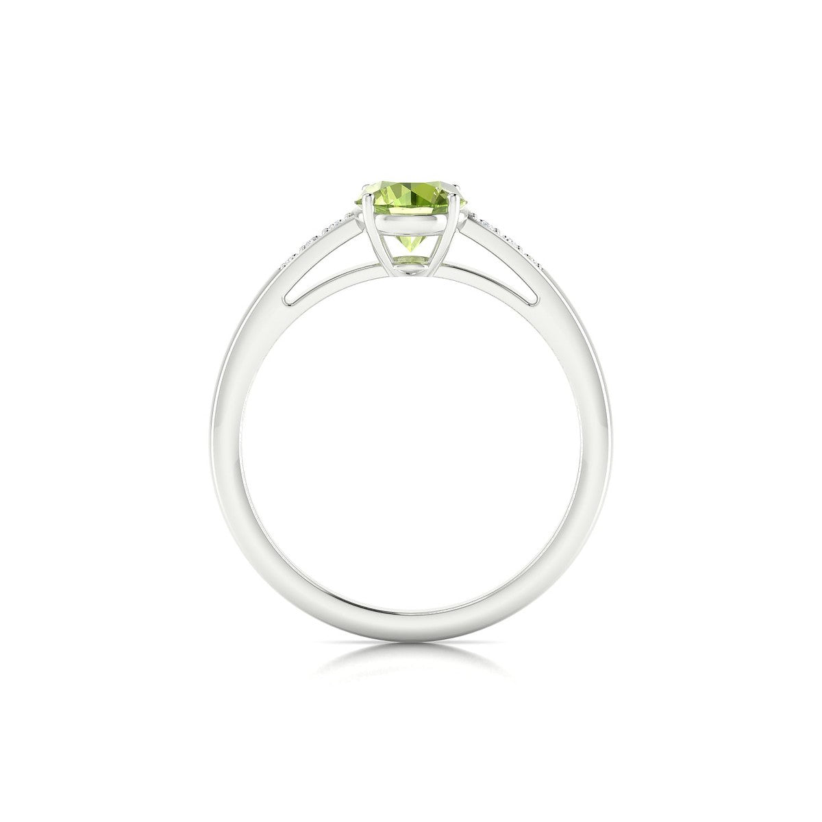 Exquisite | 18k White Gold 6 mm Round Peridot Ring