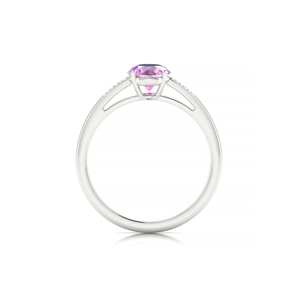 Exquisite | 18k White Gold 6 mm Round Pink Sapphire Ring