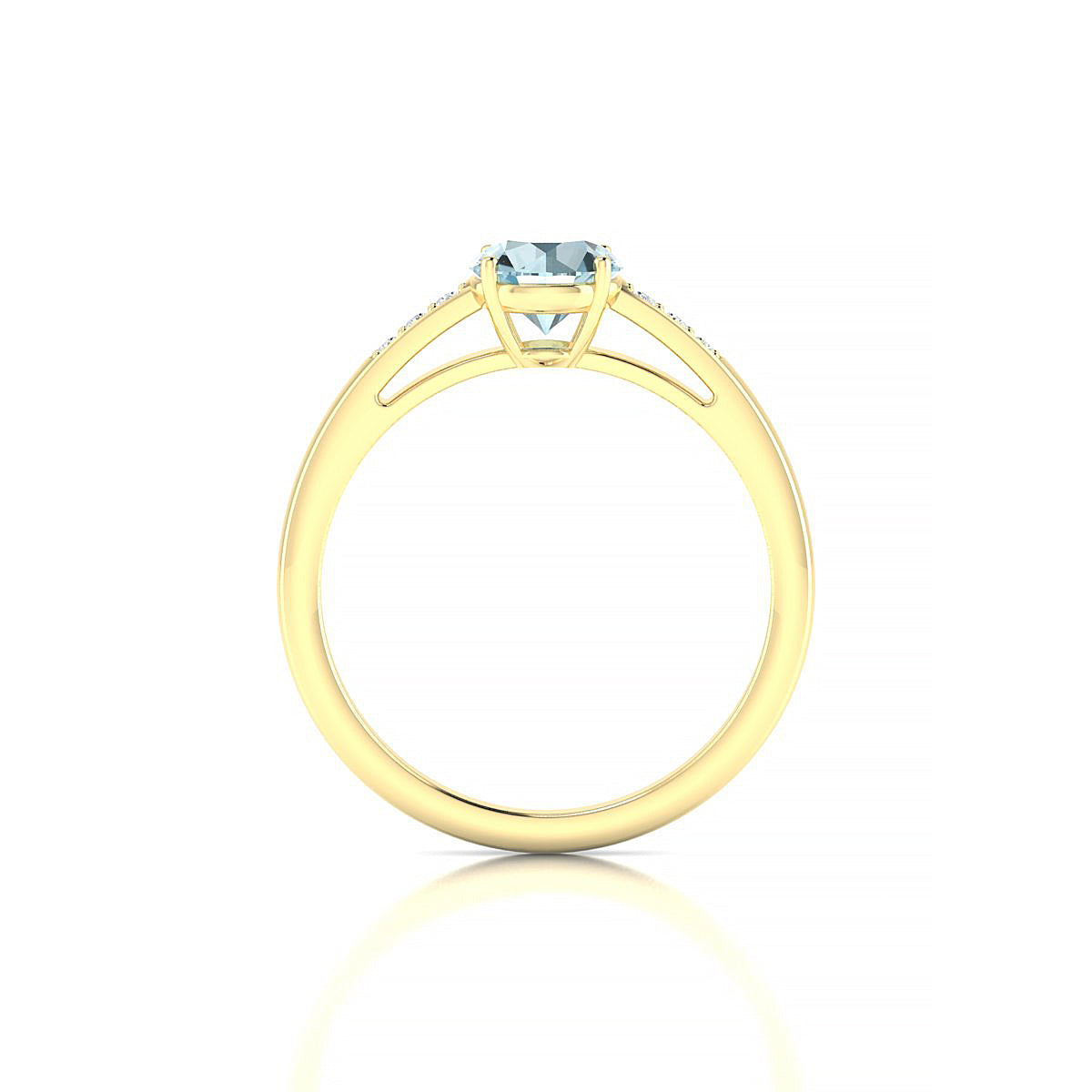 Exquisite | 18k Yellow Gold 6 mm Round Aquamarine Ring