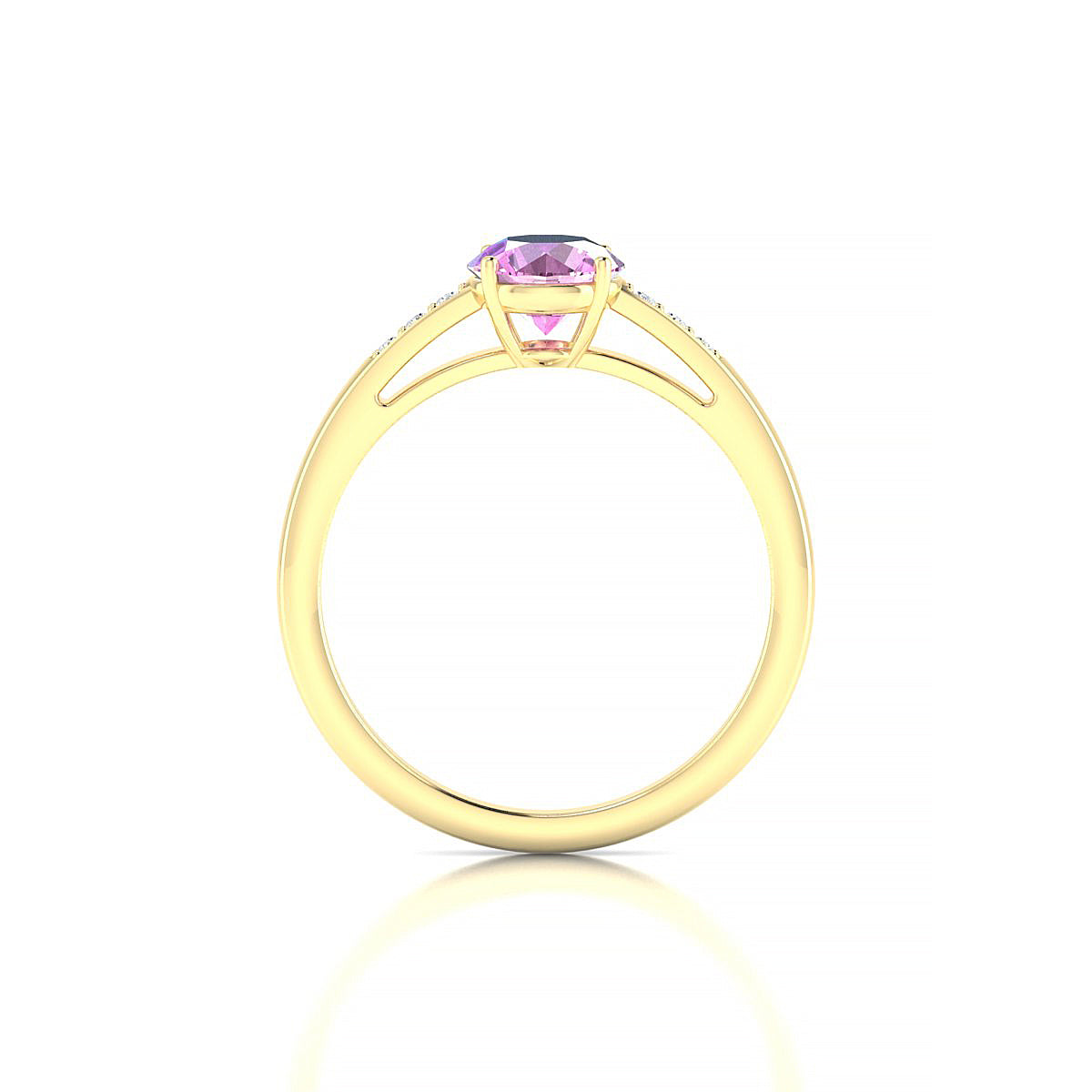 Exquisite | 18k Yellow Gold 6 mm Round Pink Sapphire Ring