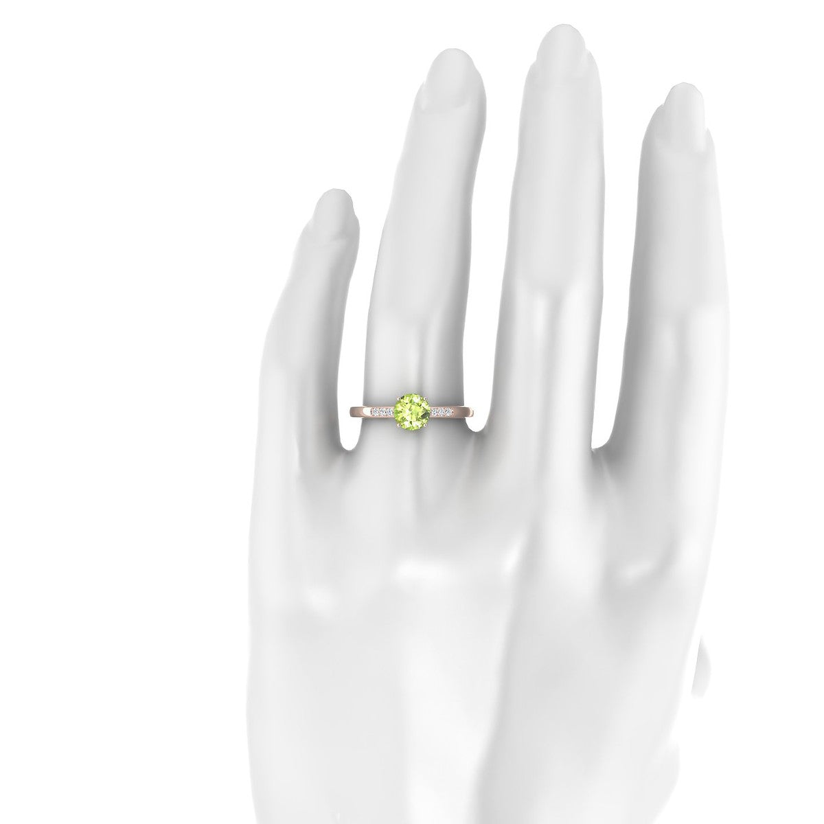 Exquisite | 18k Rose Gold 6 mm Round Peridot Ring