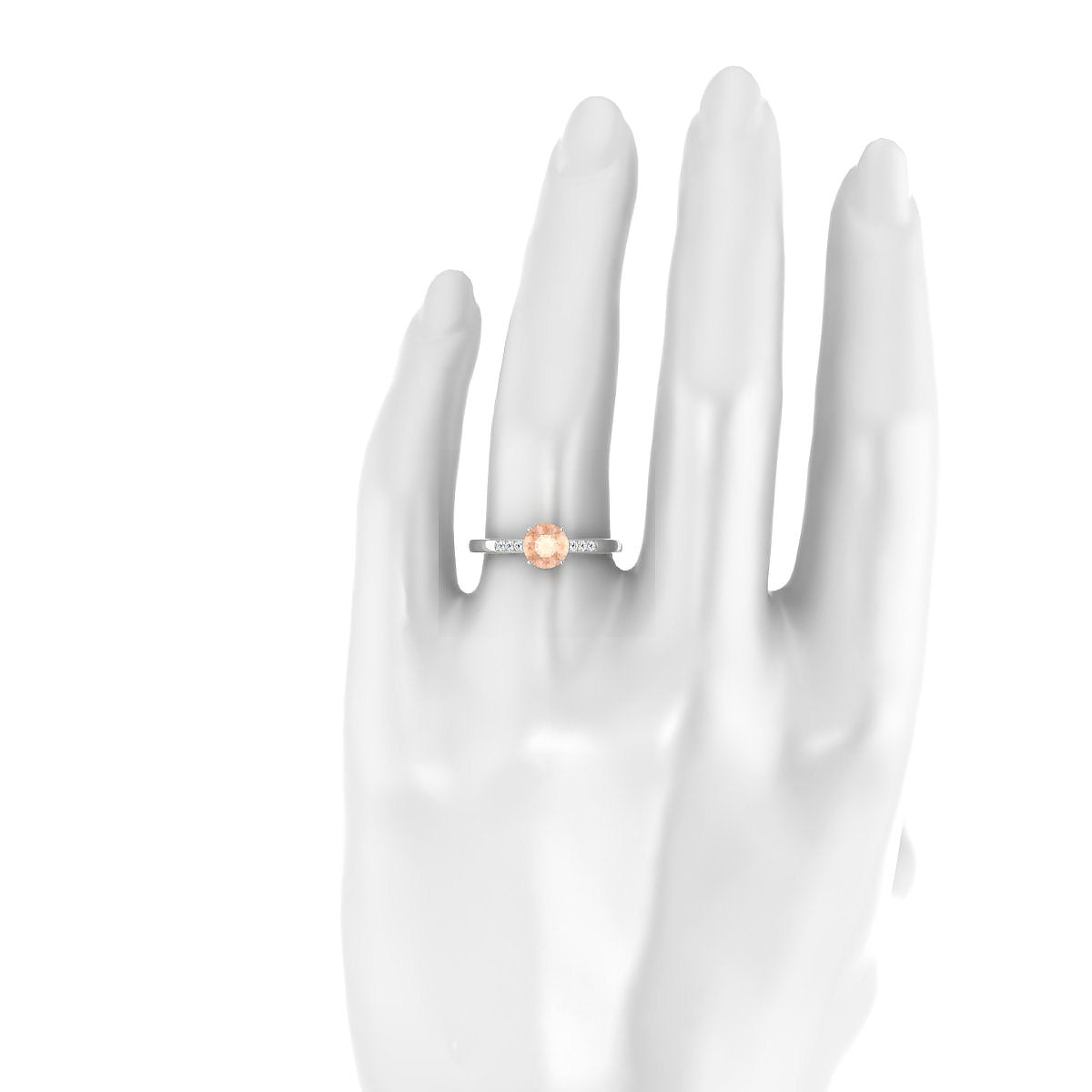 Exquisite | 18k White Gold 6 mm Round Morganite Ring