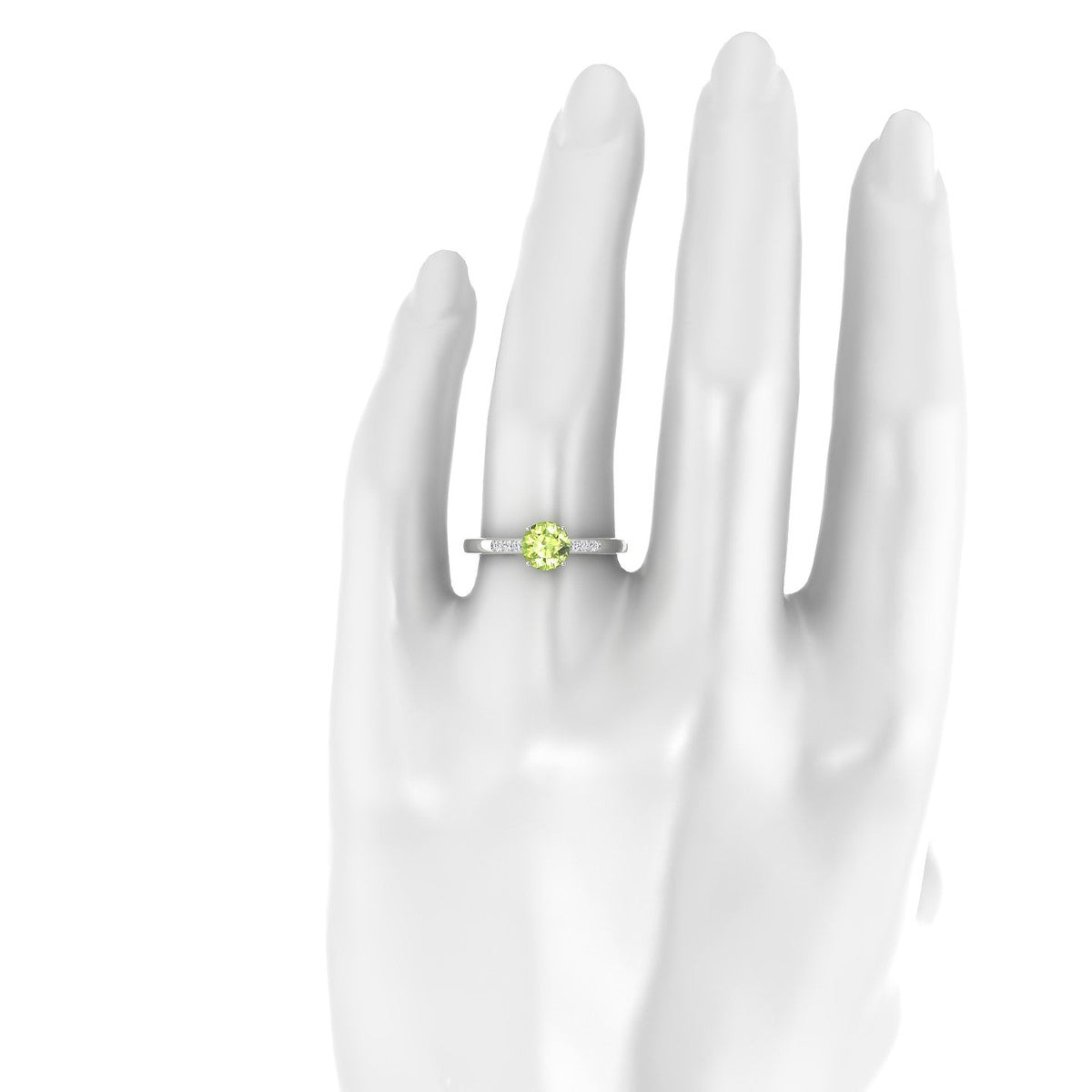 Exquisite | 18k White Gold 6 mm Round Peridot Ring