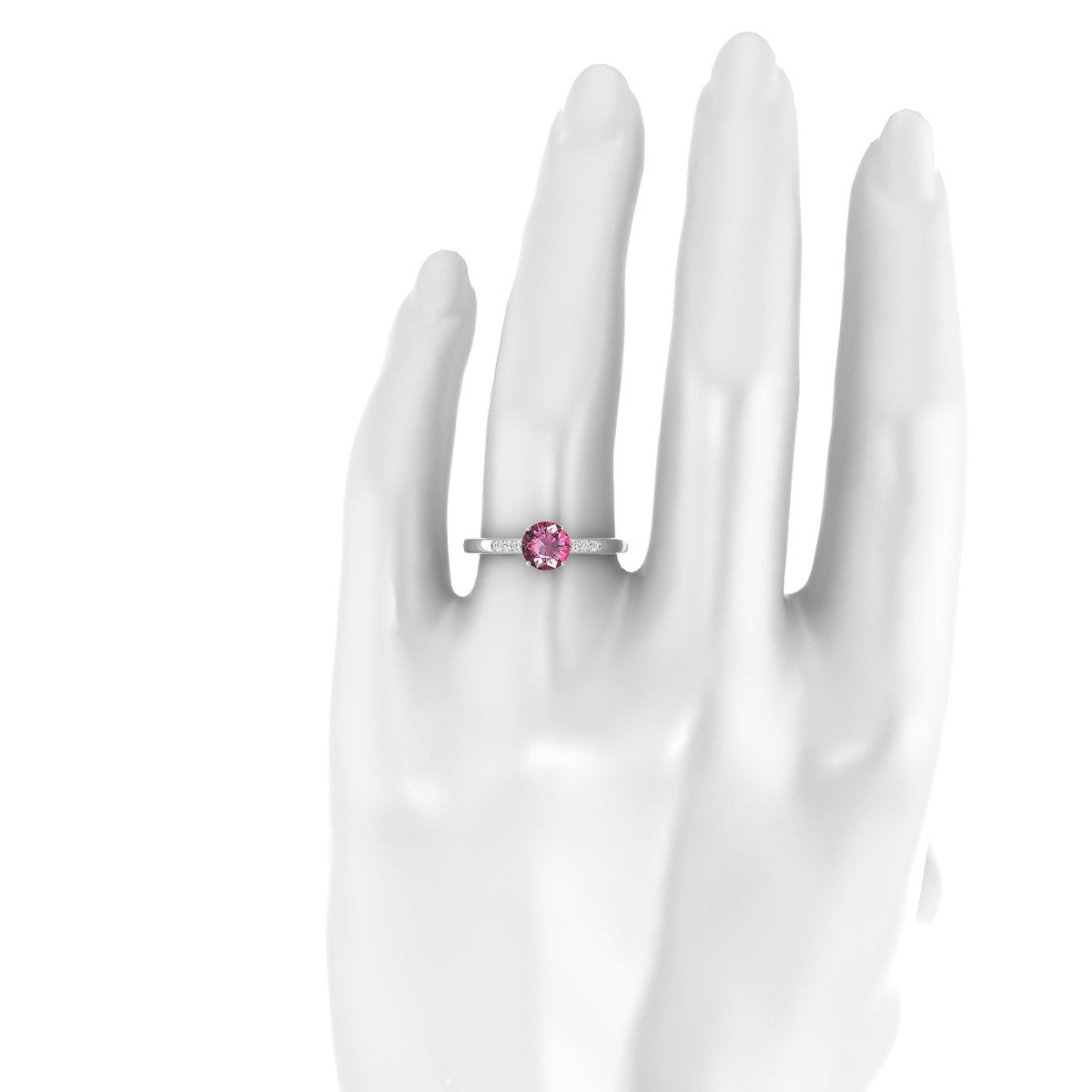 Exquisite | 18k White Gold 6 mm Round Rhodolite Ring
