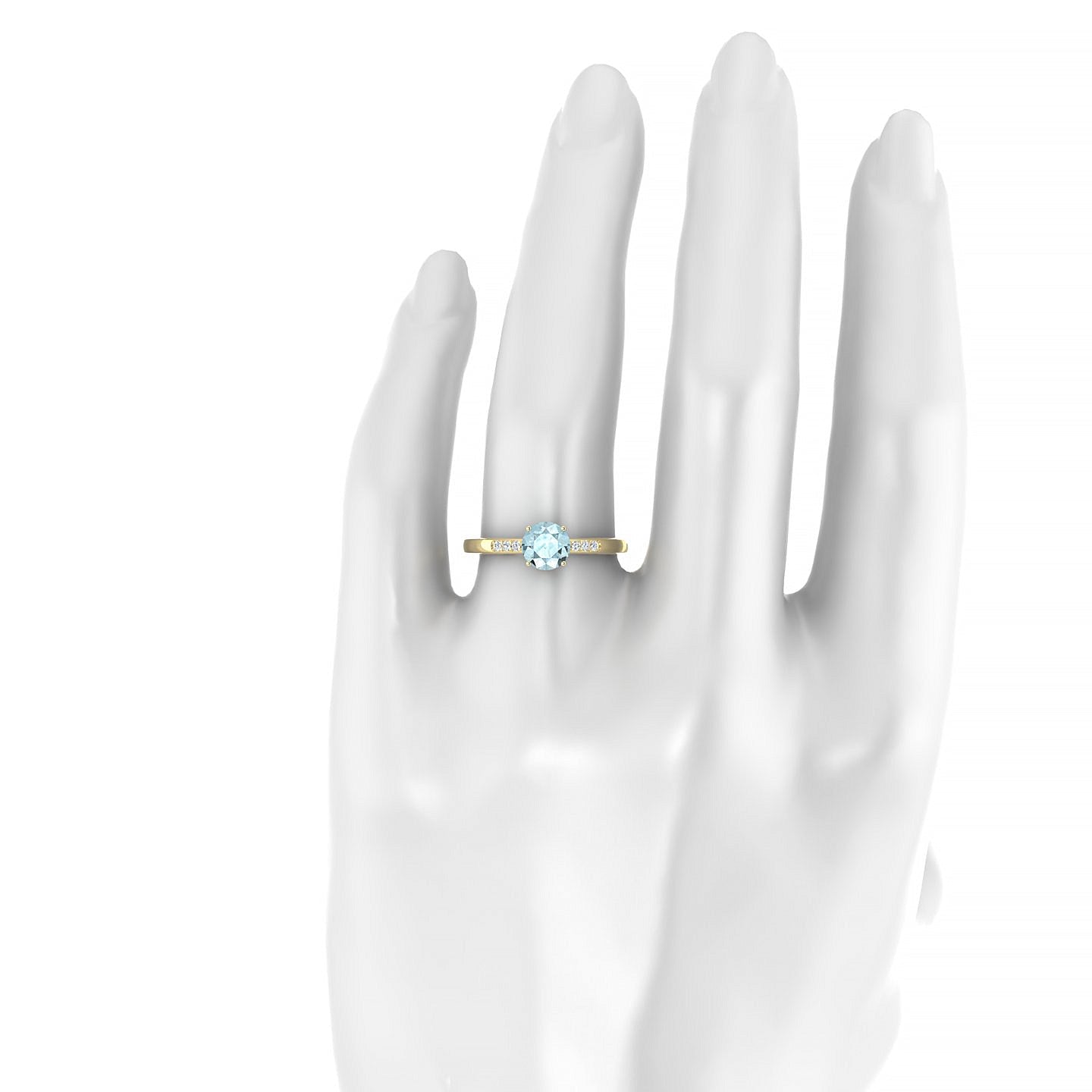 Exquisite | 18k Yellow Gold 6 mm Round Aquamarine Ring