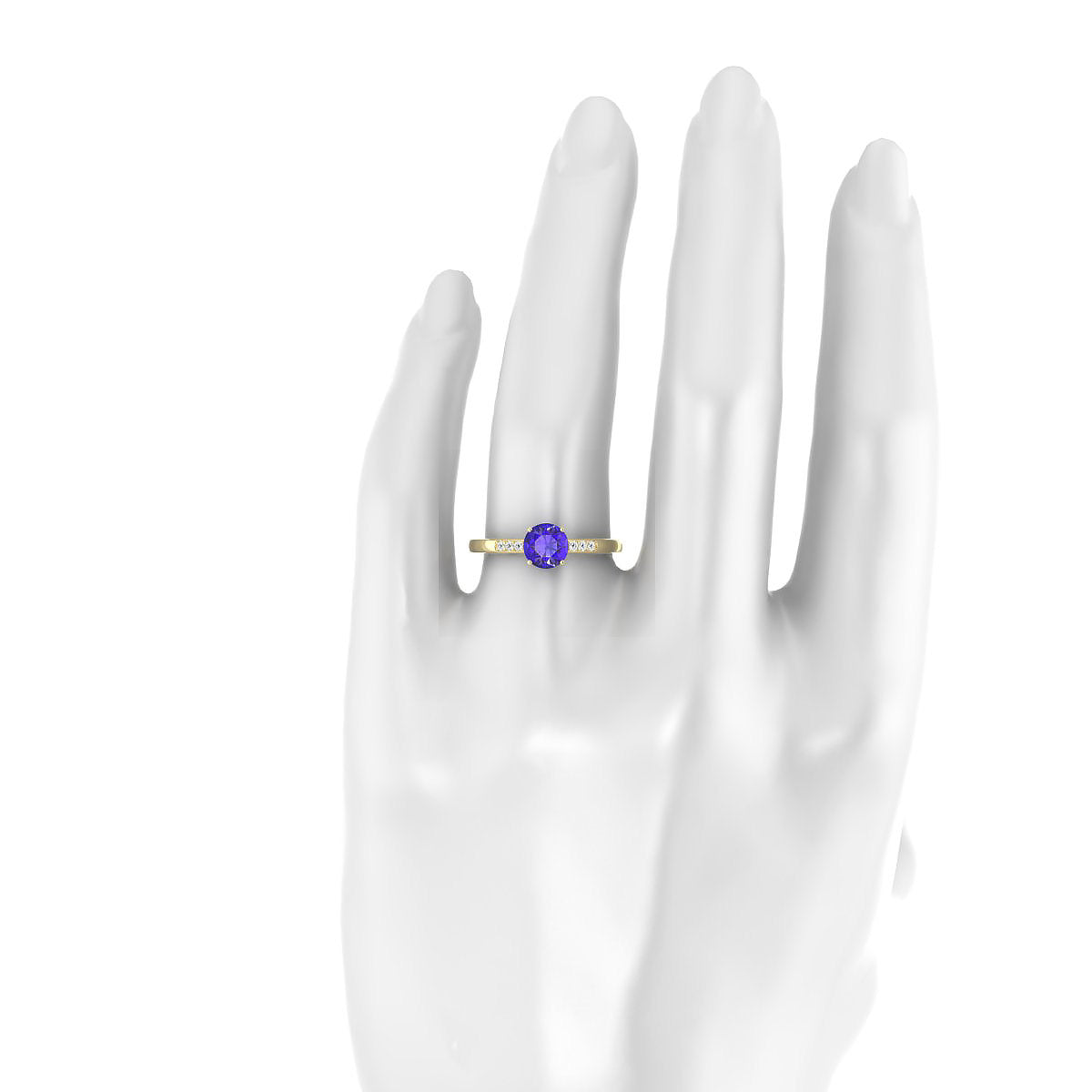 Exquisite | 18k Yellow Gold 6 mm Round Tanzanite Ring