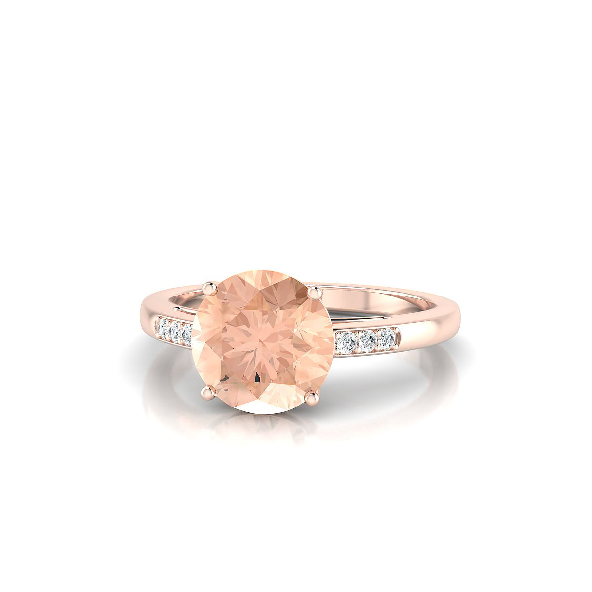 Exquisite | 18k Rose Gold 8 mm Round Morganite Ring