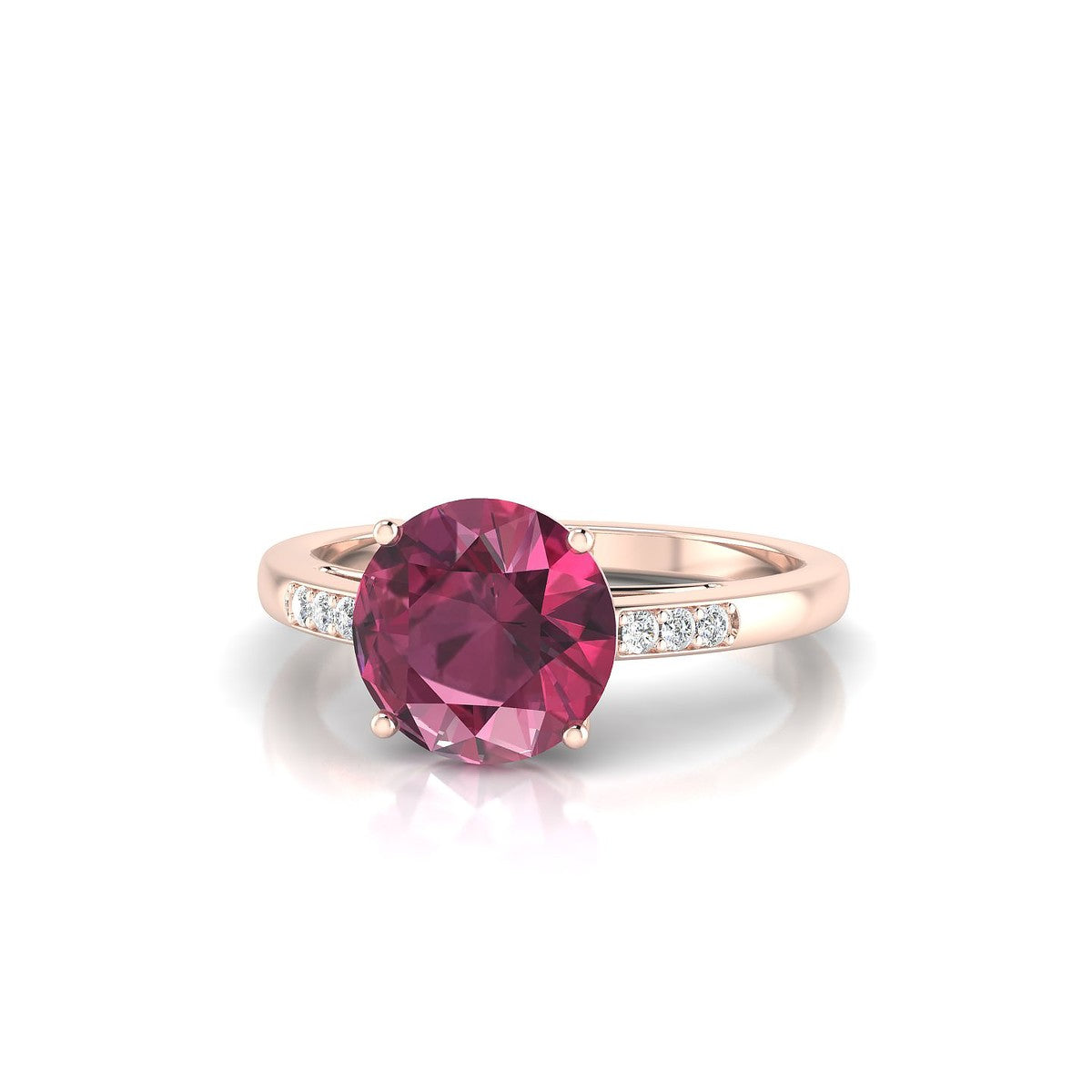 Exquisite | 18k Rose Gold 8 mm Round Rhodolite Ring