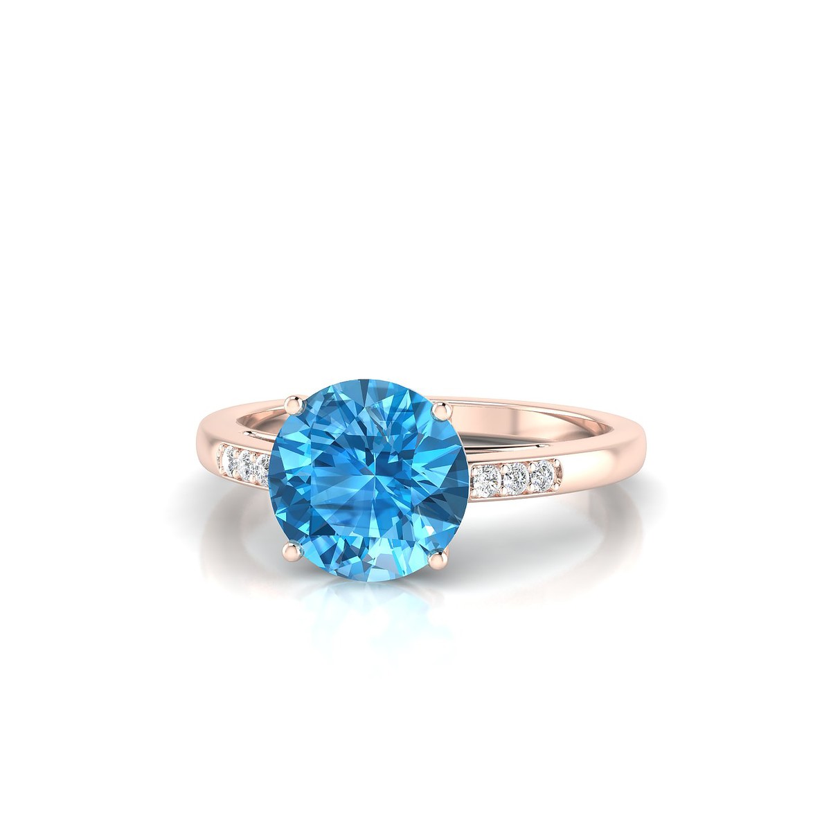 Exquisite | 18k Rose Gold 8 mm Round Topaz Ring