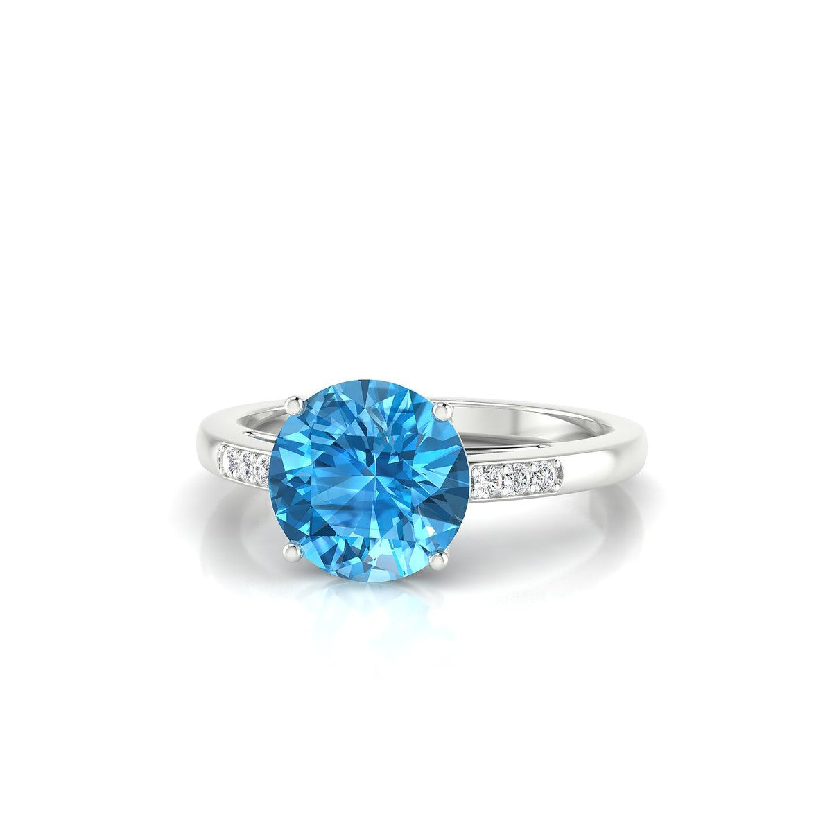 Exquisite | 18k White Gold 8 mm Round Topaz Ring