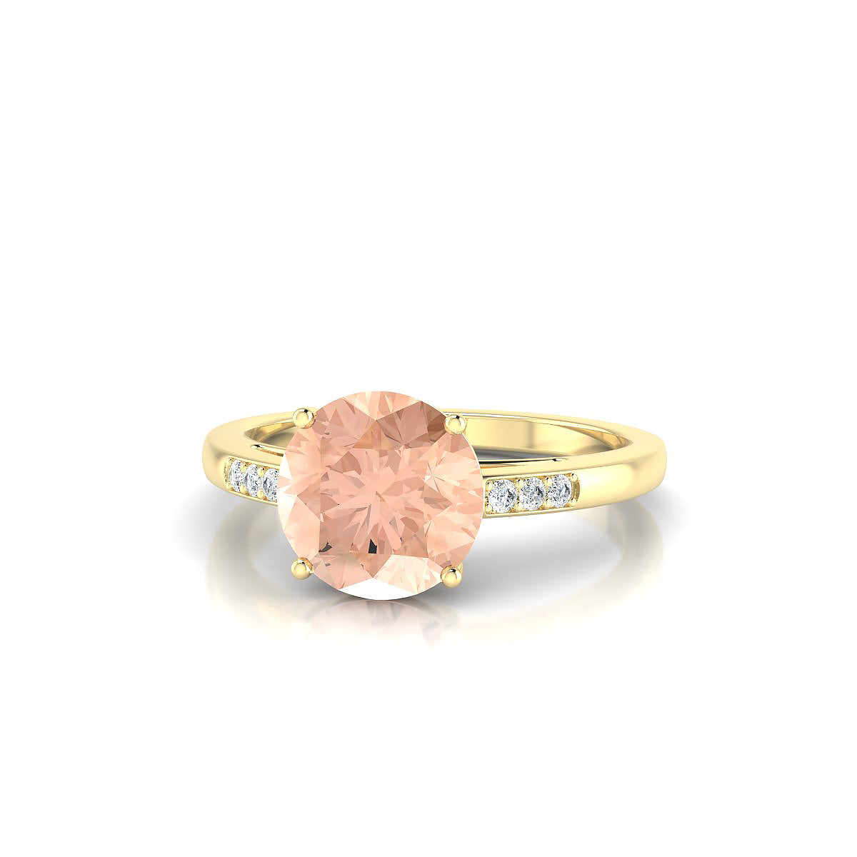 Exquisite | 18k Yellow Gold 8 mm Round Morganite Ring