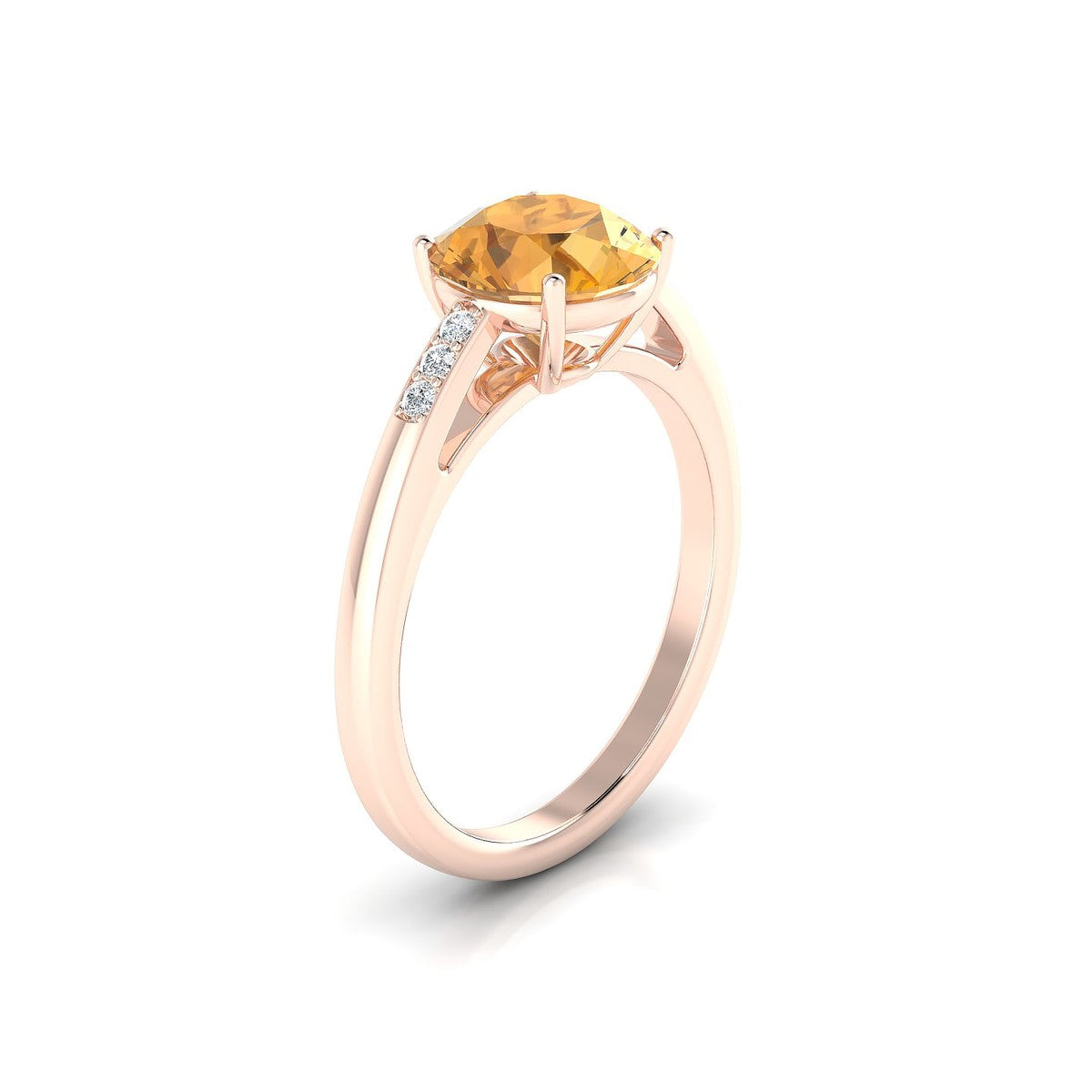 Exquisite | 18k Rose Gold 8 mm Round Citrine Ring