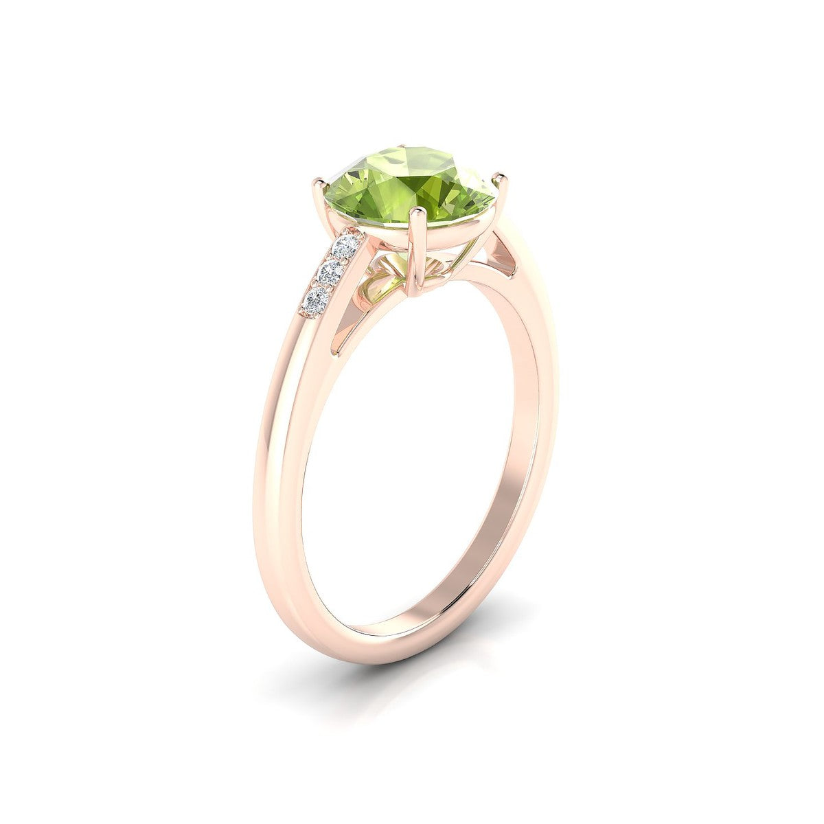 Exquisite | 18k Rose Gold 8 mm Round Peridot Ring