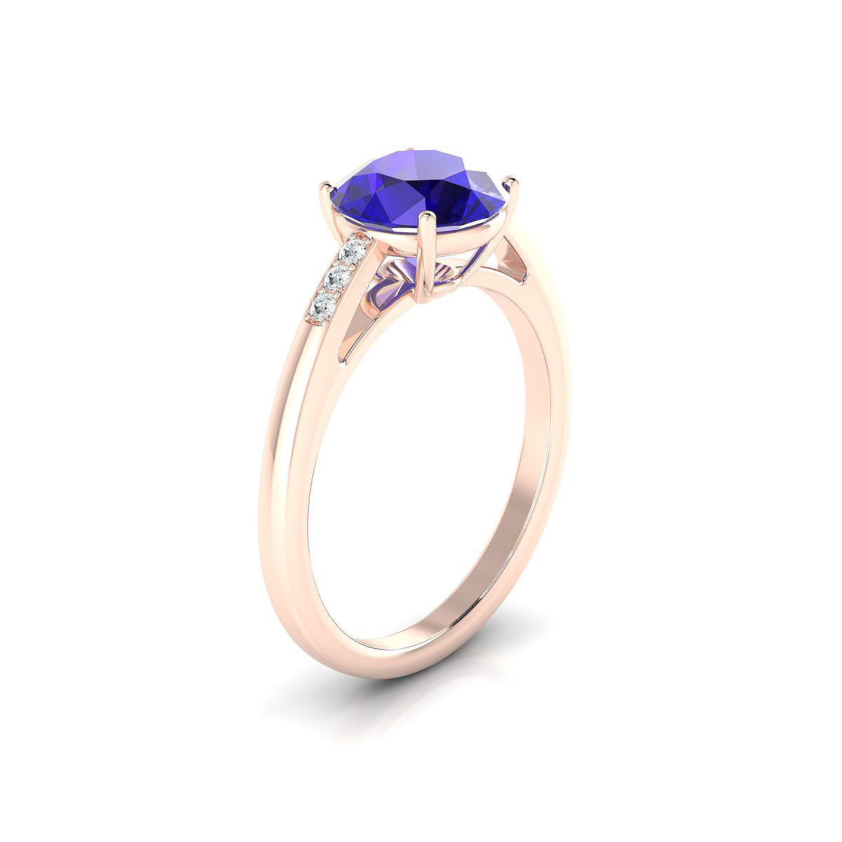 Exquisite | 18k Rose Gold 8 mm Round Tanzanite Ring