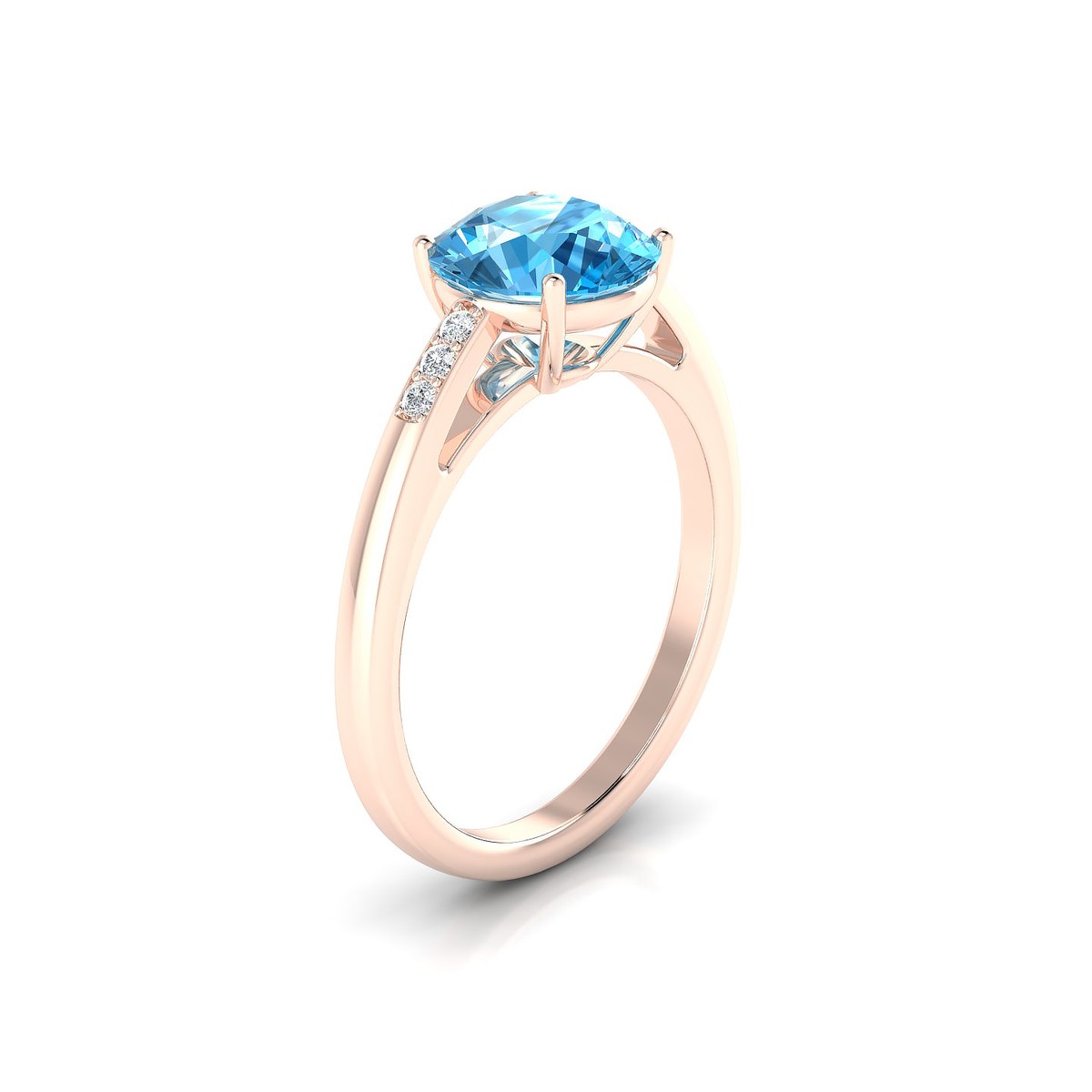 Exquisite | 18k Rose Gold 8 mm Round Topaz Ring