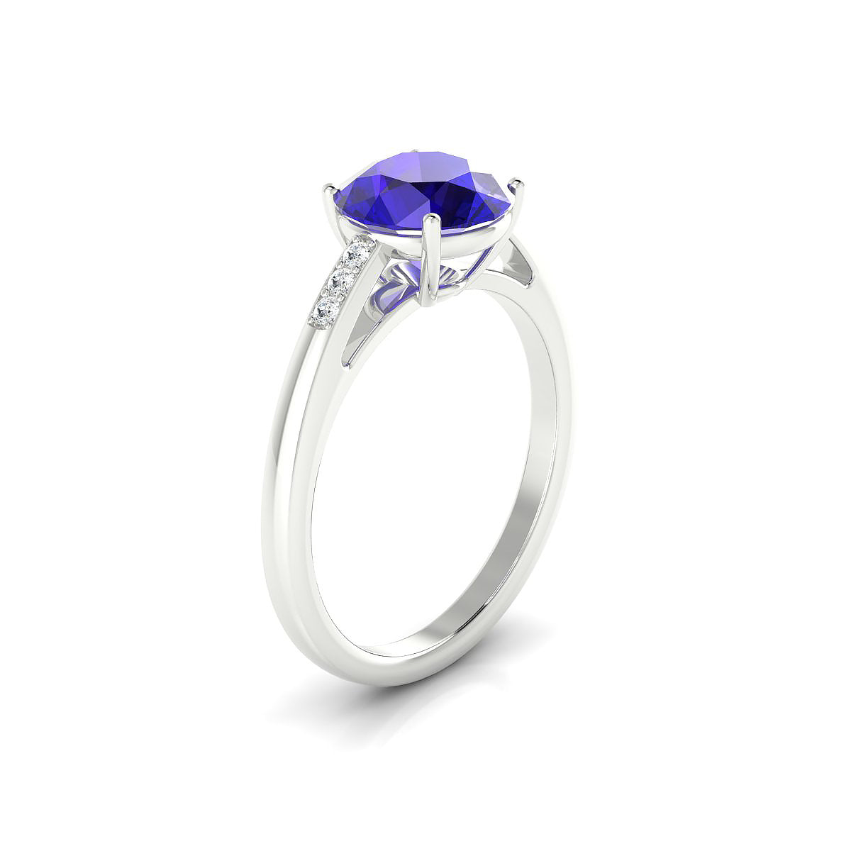 Exquisite | 18k White Gold 8 mm Round Tanzanite Ring