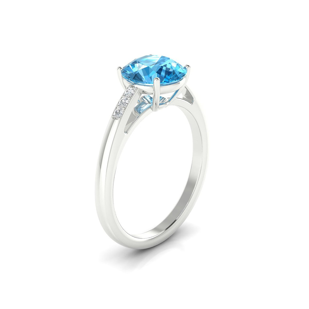 Exquisite | 18k White Gold 8 mm Round Topaz Ring