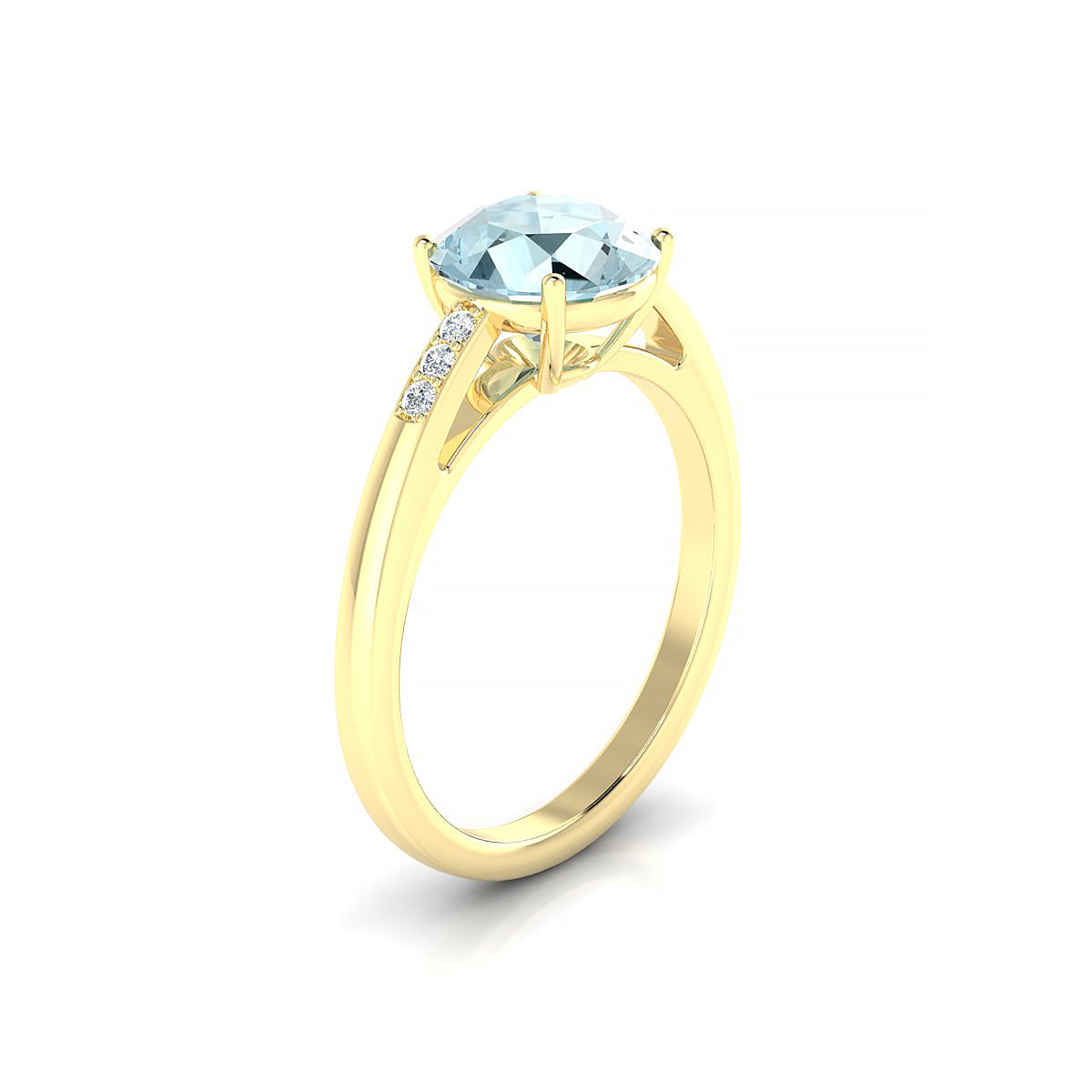 Exquisite | 18k Yellow Gold 8 mm Round Aquamarine Ring