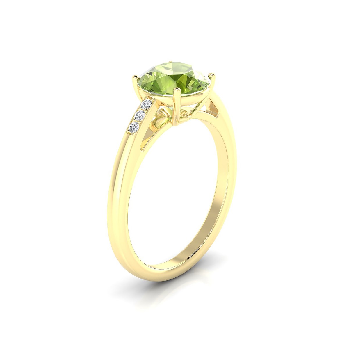 Exquisite | 18k Yellow Gold 8 mm Round Peridot Ring