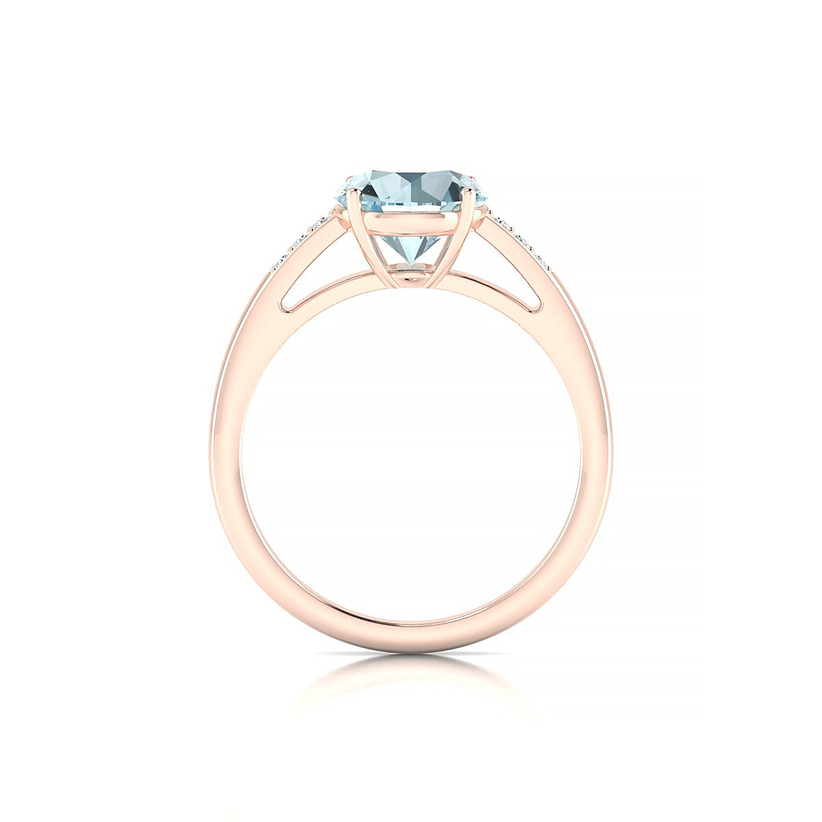 Exquisite | 18k Rose Gold 8 mm Round Aquamarine Ring