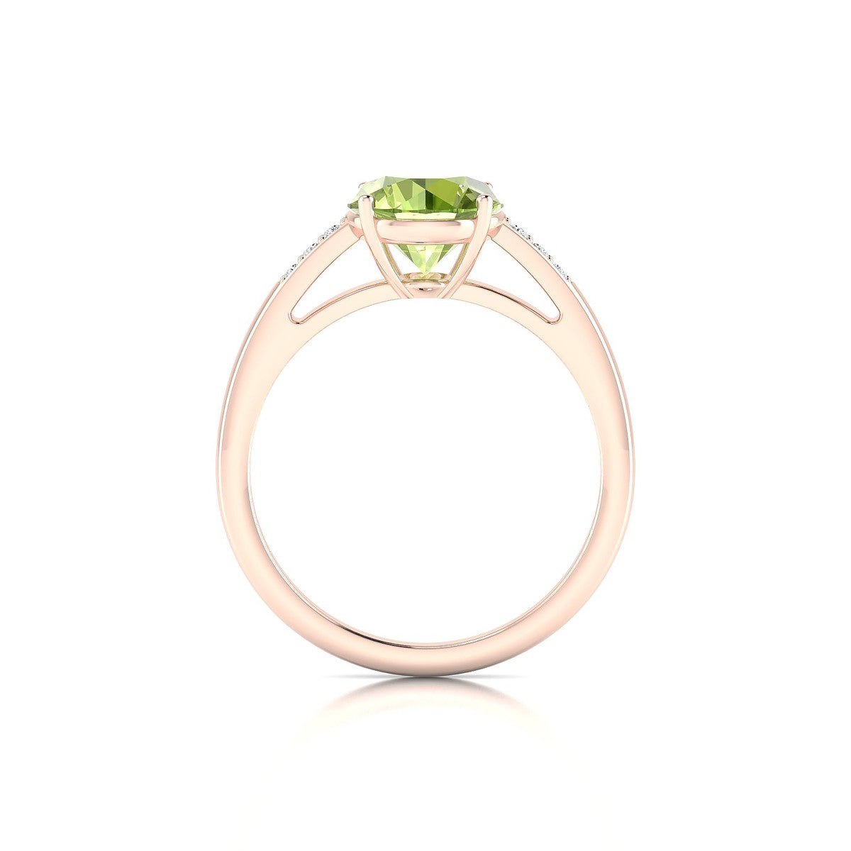 Exquisite | 18k Rose Gold 8 mm Round Peridot Ring
