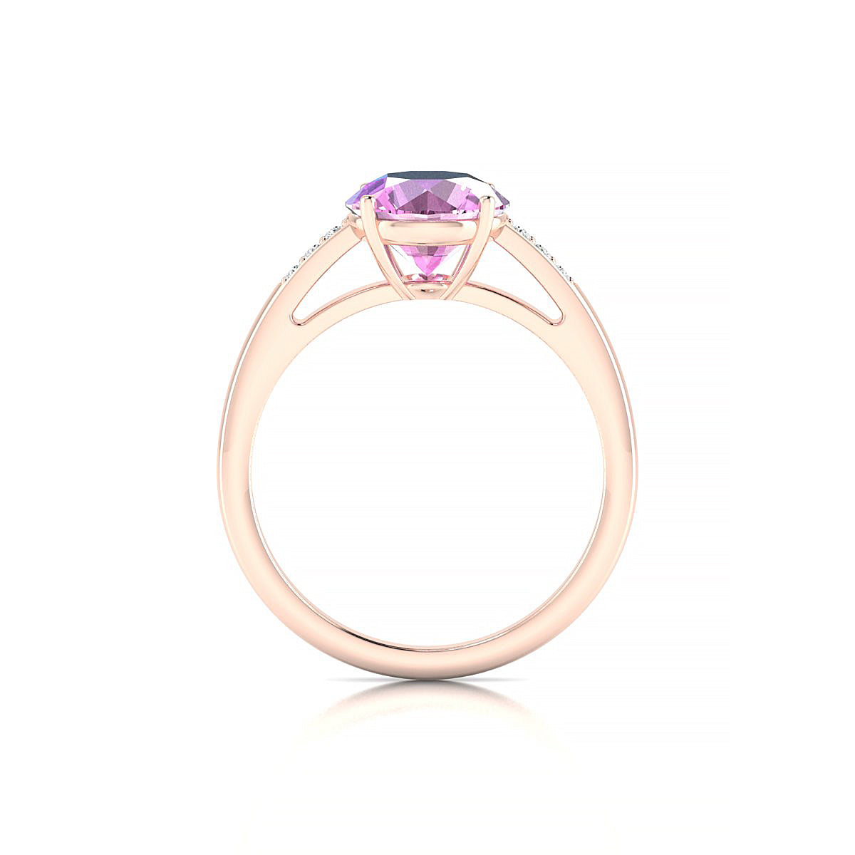 Exquisite | 18k Rose Gold 8 mm Round Pink Sapphire Ring