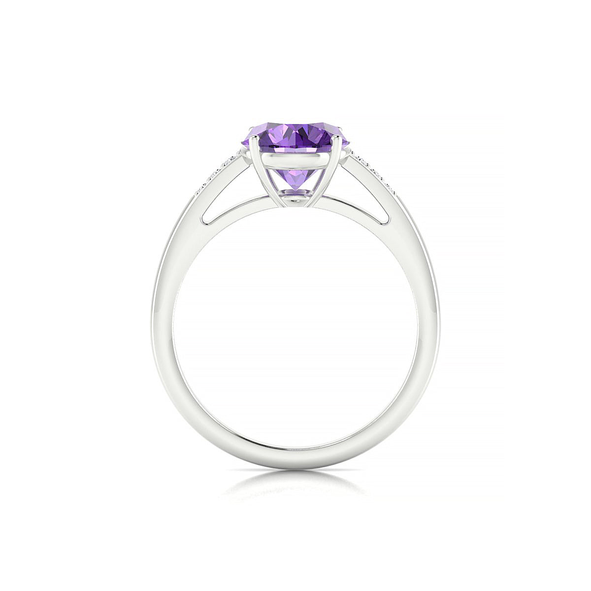 Exquisite | 18k White Gold 8 mm Round Amethyst Ring