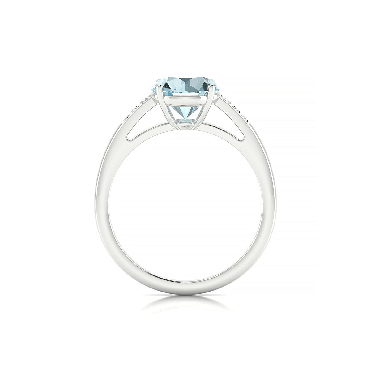 Exquisite | 18k White Gold 8 mm Round Aquamarine Ring