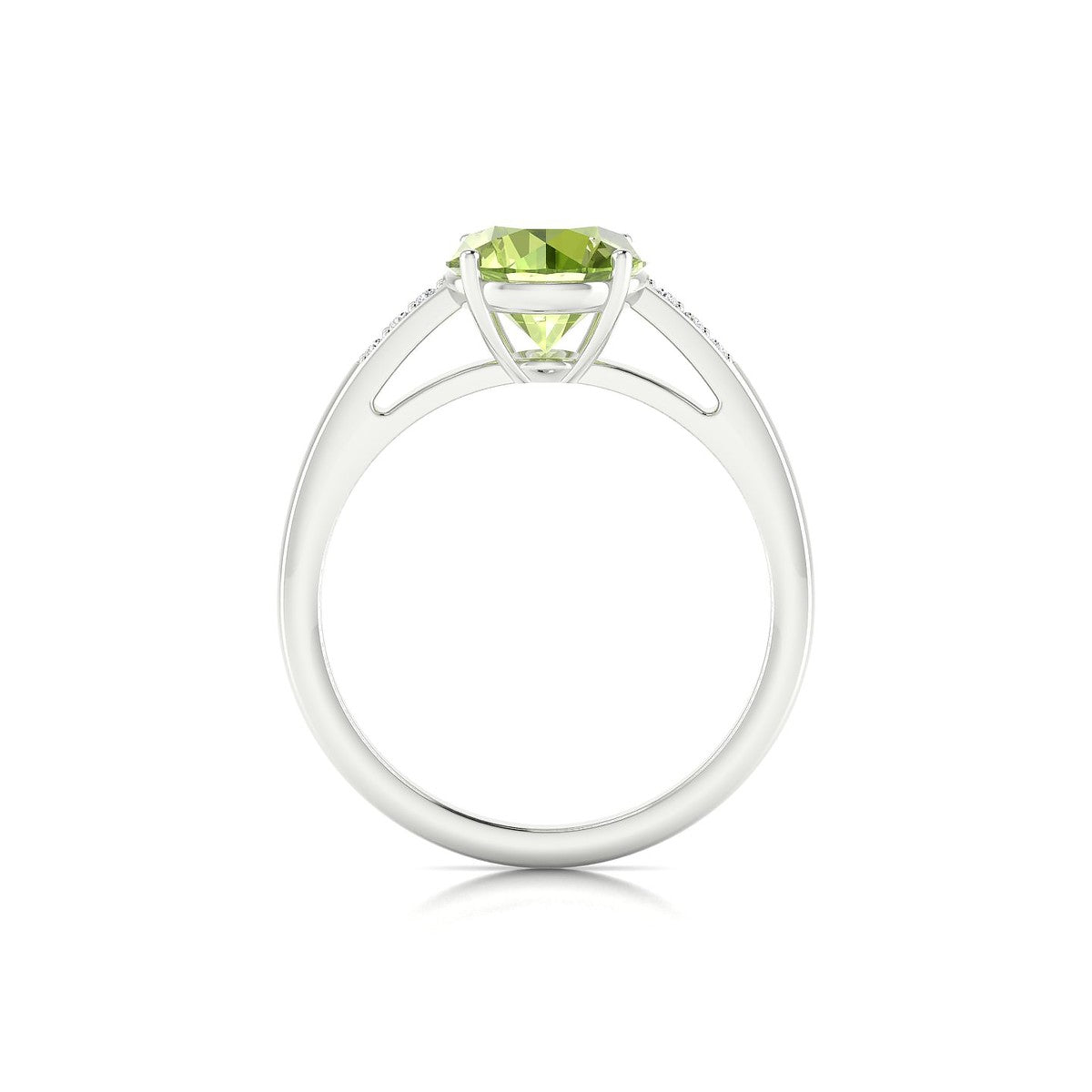 Exquisite | 18k White Gold 8 mm Round Peridot Ring