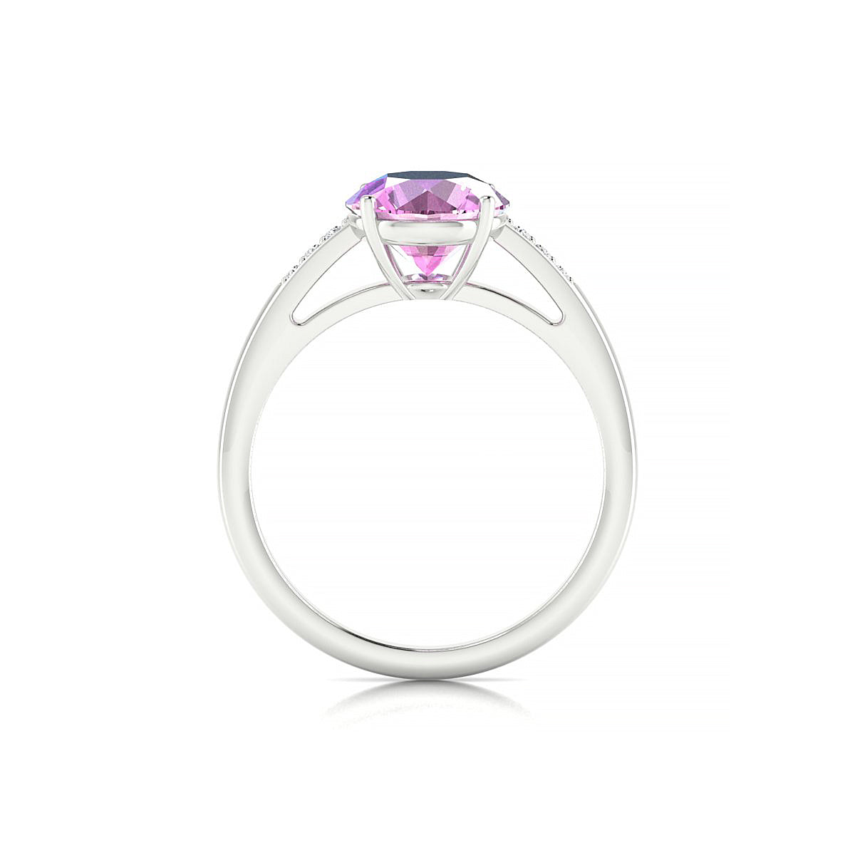 Exquisite | 18k White Gold 8 mm Round Pink Sapphire Ring
