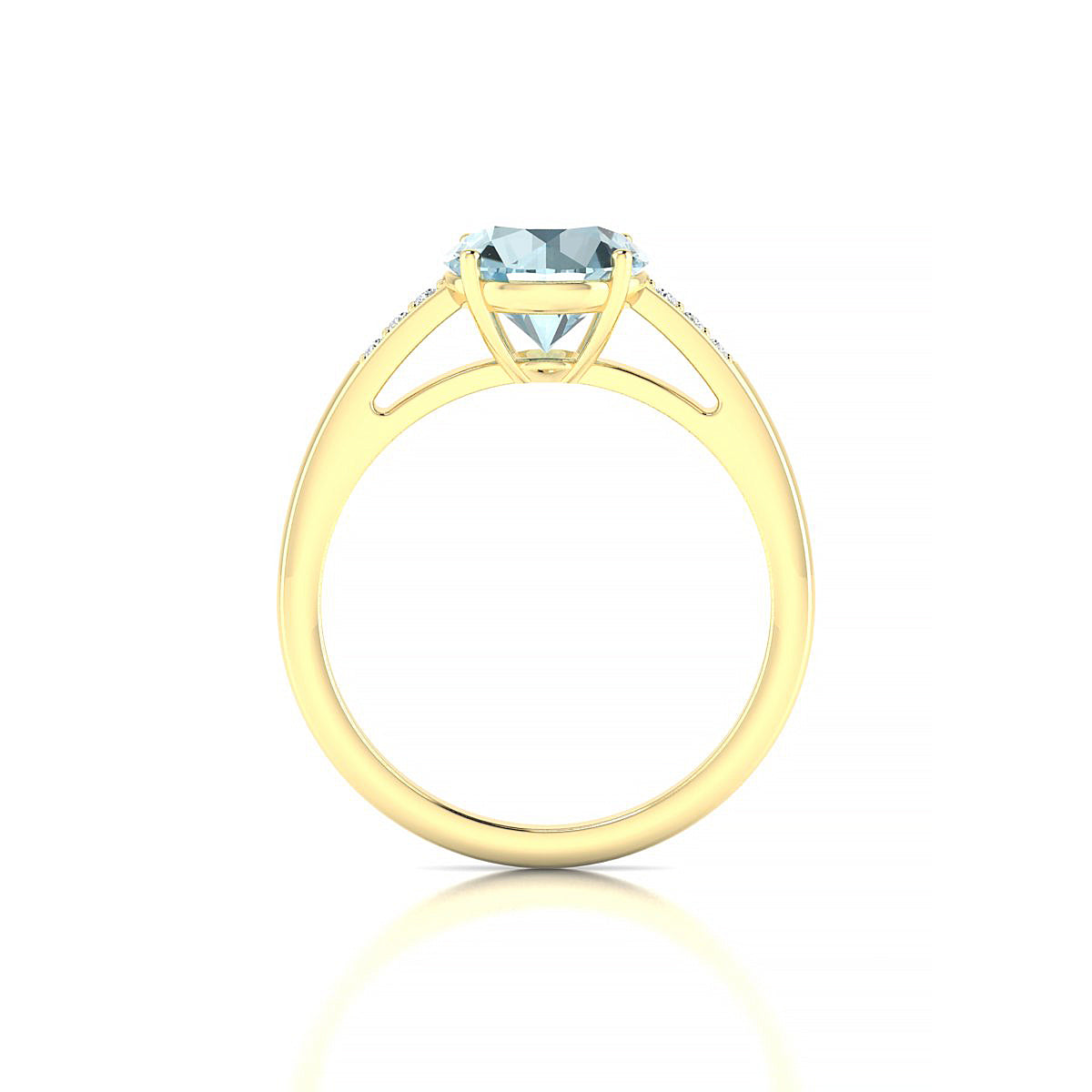 Exquisite | 18k Yellow Gold 8 mm Round Aquamarine Ring
